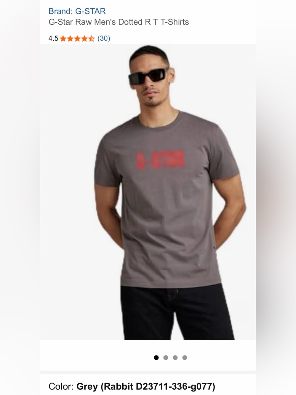 NWOT G-Star RAW Men's Dotted R T-Shirt in Rabbit (grey) size XL
